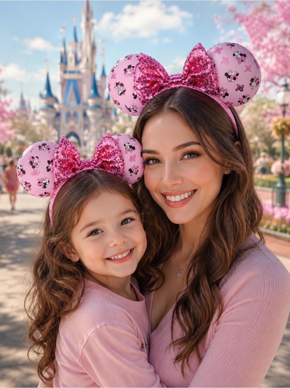 Disney Pink Minnie Mouse Sequin Bow Ear Headband